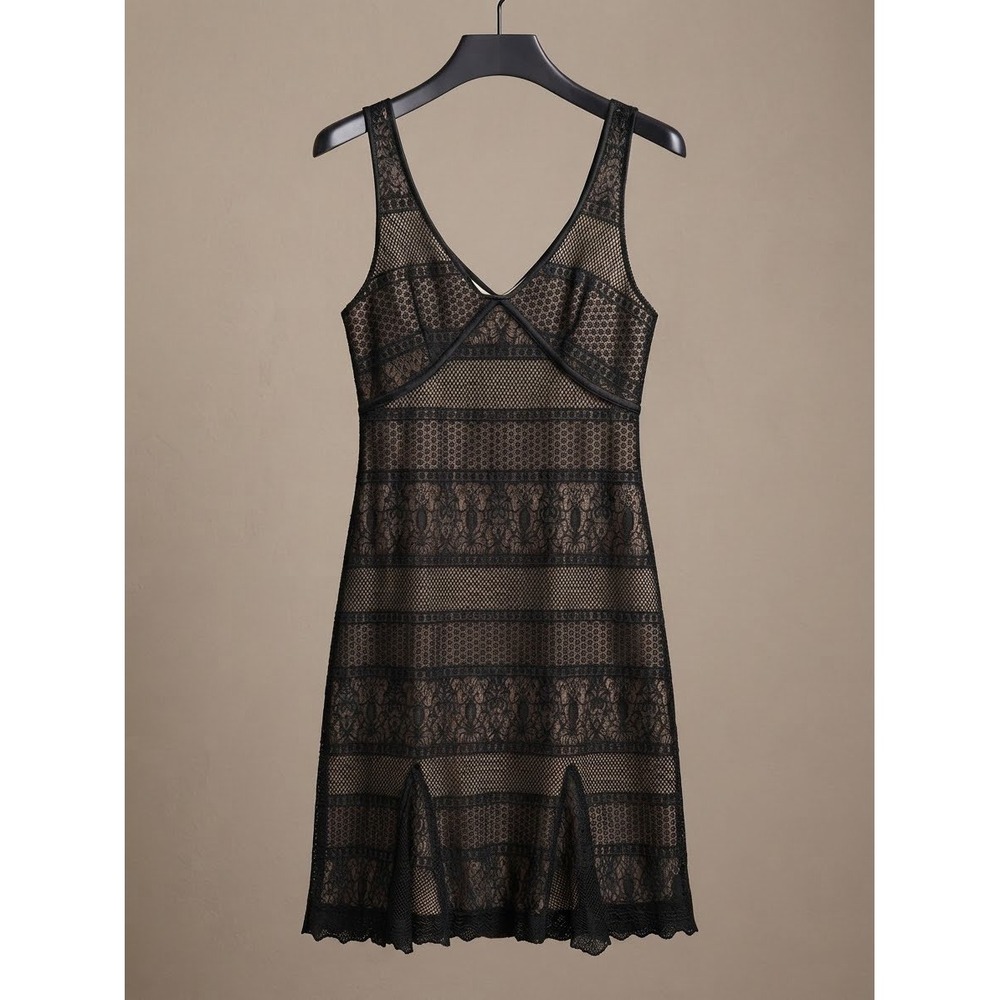 Ideology Baby doll Black Lace V-Neck Sleeveless Cocktail Dress lace whimsigoth